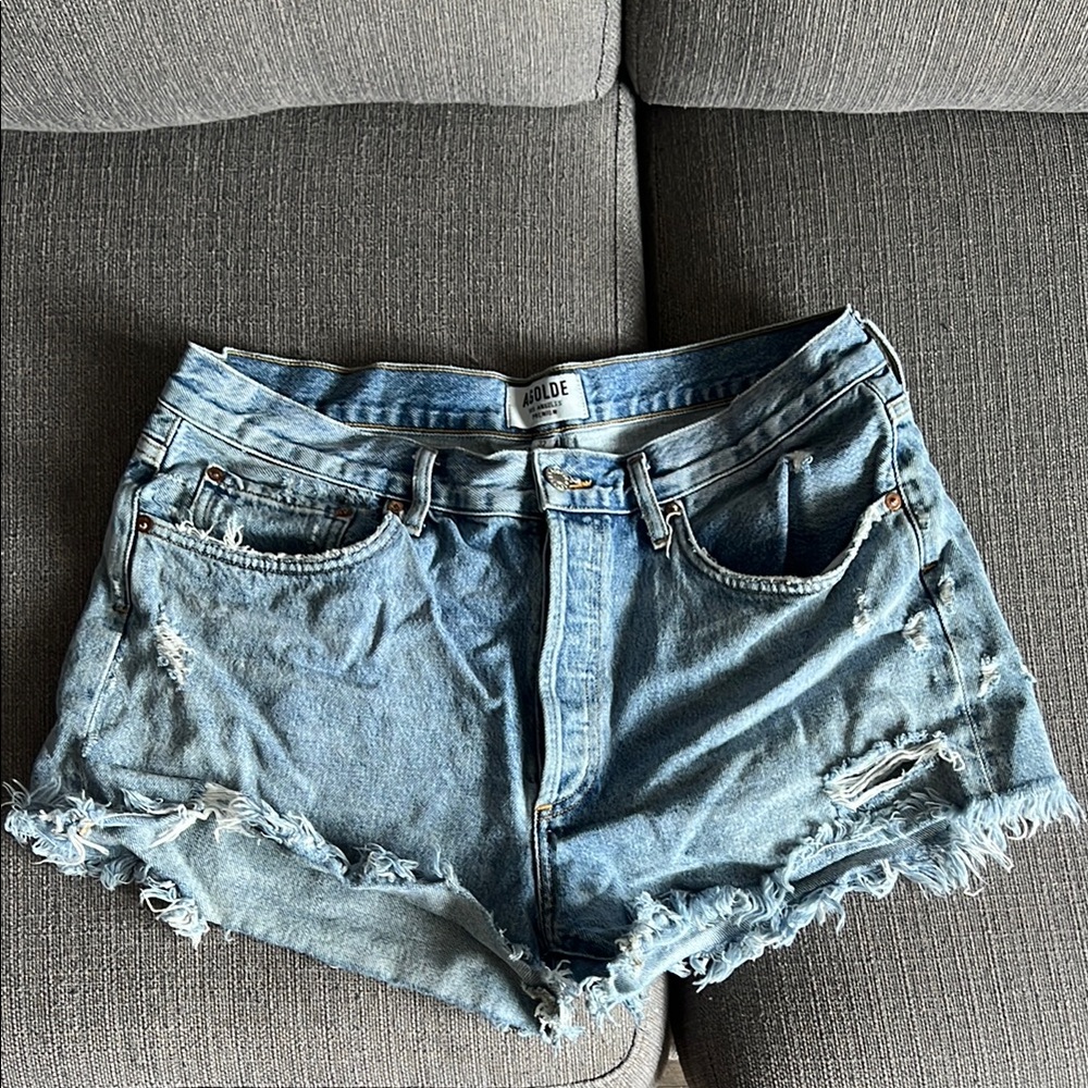 Agolde light wash Distressed Jean Shorts High-Waisted